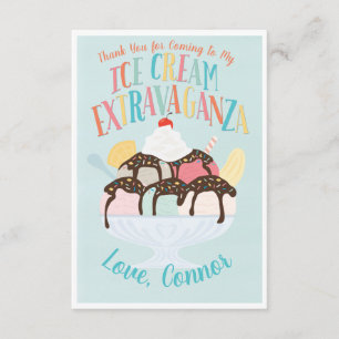 Convites Sorvete Extravaganza Festa de aniversário Obrigado