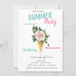 Convites Sorvete Flores Verão Aniversário