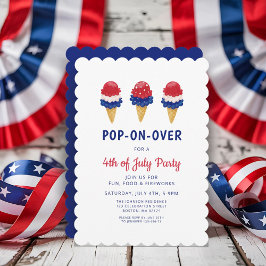 Convites Sorvete Fofo Vermelho, Branco E Azul 4 de Julho