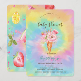 Convites Sorvete, Frutas Gravata Colorida Tie Dye Baby Sho