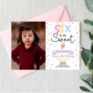 Convites Sorvete Seis É Uma Festa de aniversário 6 Tão Doce