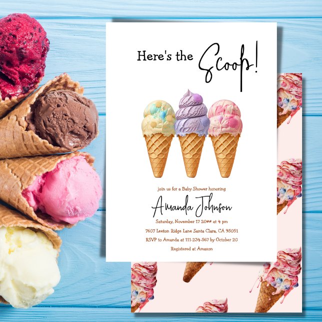Convites Sorvete Summer Here Scoop Sweet Chá de fraldas (Criador carregado)