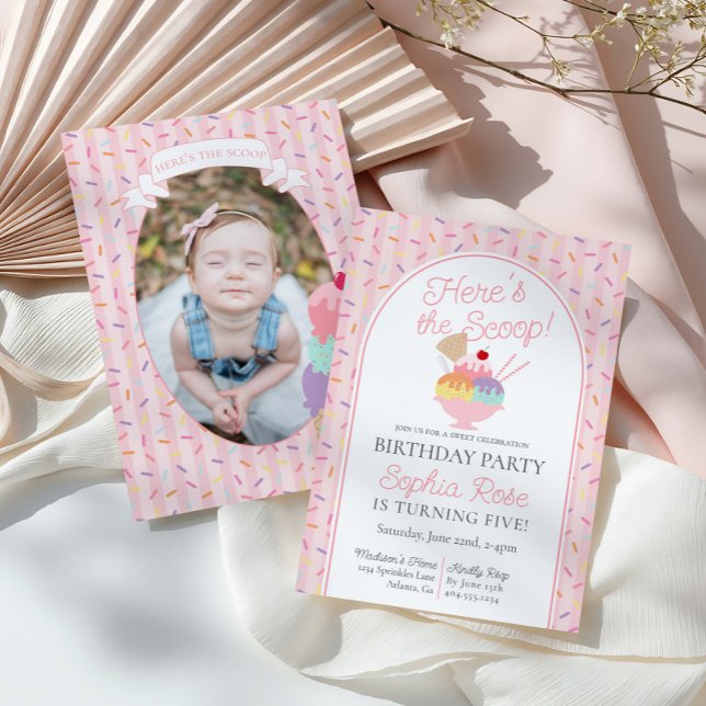 Convites Sorvete Sundae Heres da Festa de aniversário Scoop (Criador carregado)