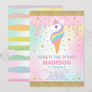 Convites Sorvete Unicorn Invitation Magic Sorvete Party