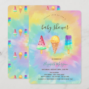 Convites Sorvetes Legais Verão Tie Dye Chá de Bebê