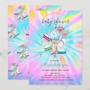 Convites Sorvetes Macarons Verão Tie Dye Chá de Bebê
