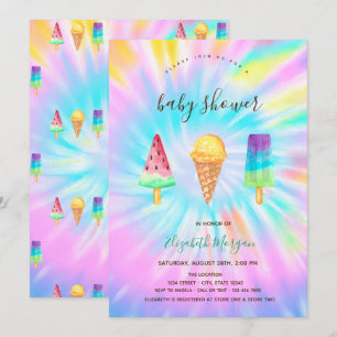 Convites Sorvetes Verão Tie Dye Chá de Bebê