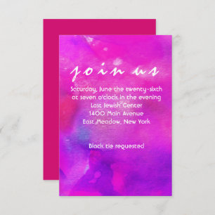 Convites SOU FUCHSIA WATERCOLOR Bat Mitzvah Reception Card