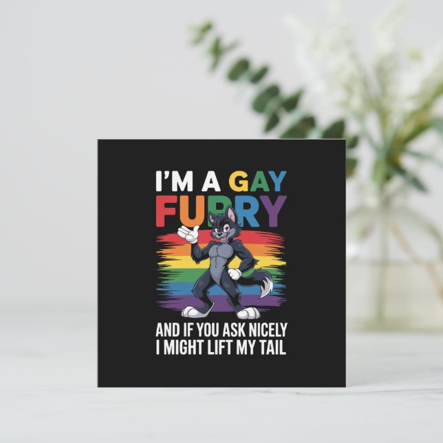 Convites Sou uma Raposa Arco-Íris Gay Furry Orgulho de Lobo (Em pé/Frente)