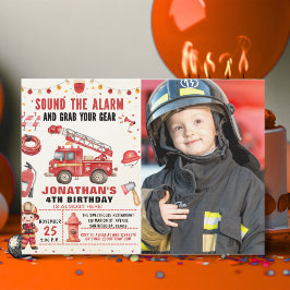 Convites Sound the Alarm! Firefighter Birthday Boy Photo