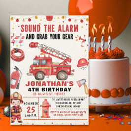 Convites Sound the Alarm! Firefighter Birthday for Boys