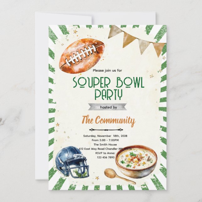 Convites SOUPer Bowl Party Invitation (Frente)