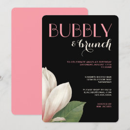 Convites Southern Magnolia Bubble Brunch | Preto-marfim ros