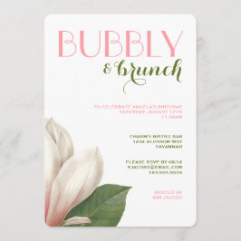 Convites Southern Magnolia Bubble Brunch | Verde rosa branc
