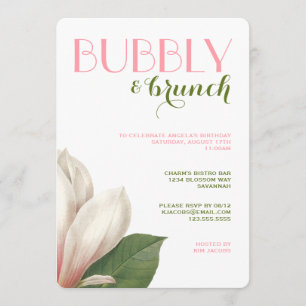 Convites Southern Magnolia Bubble Brunch  Verde rosa branco