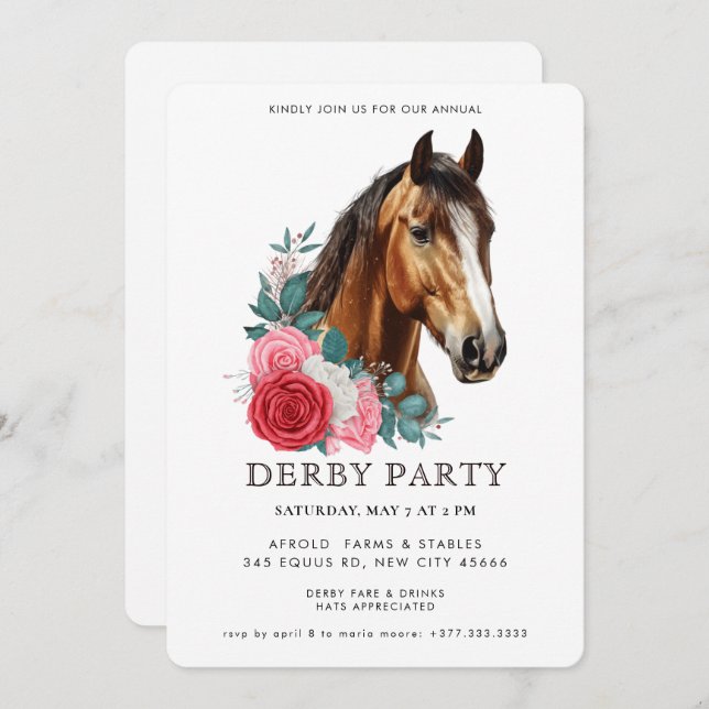 Convites Southern Style Derby Party Invitation (Frente/Verso)