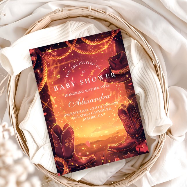 Convites Southwestern Cowboy Boots Baby Shower (Criador carregado)