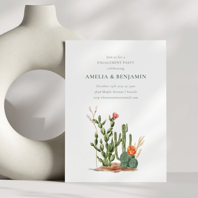 Convites Southwestern Desert Cactus Engagement Party (Criador carregado)
