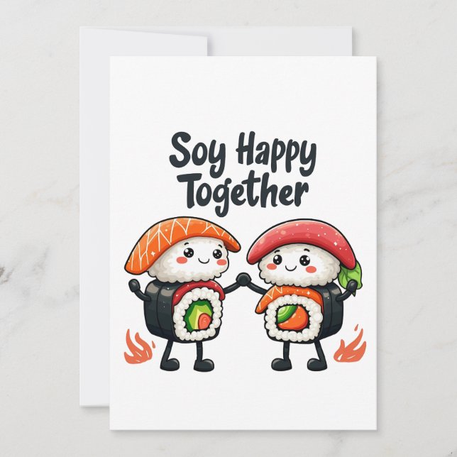 Convites Soy feliz juntos Sushi Kawaii Comida japonesa (Frente)