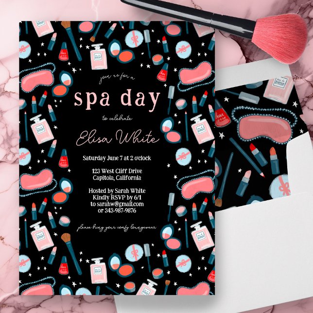 Convites Spa Day Bridal Bachelorette Beauty Makeup CUSTOM (Spa Day Bridal Shower Bachelorette Party Birthday Beauty Makeup CUSTOM Invitation)
