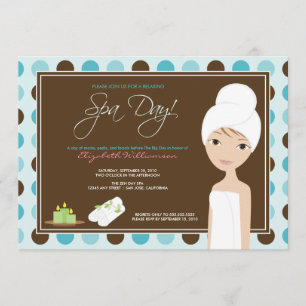 Convites Spa Day Polka-dots Chá de panela Invite (aqua)