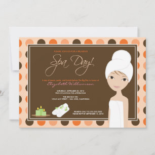 Convites Spa Day Polka-dots Chá de panela Invite (laranja)