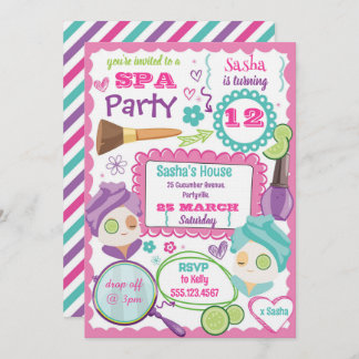 Convites Spa Party Birthday Invitation