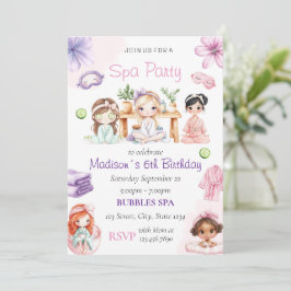 Convites Spa Party Birthday Invitation