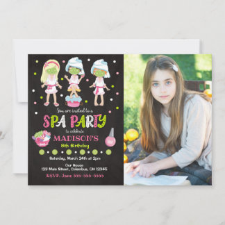 Convites Spa Party Photo Birthday Invitation