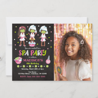 Convites Spa Party Photo Birthday Invitation