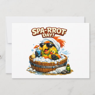 Convites Spa-rrrot Day Funny Parrot Spa Relax Design