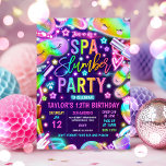 Convites Spa Slumber Neon Spa E Festa de aniversário De Son<br><div class="desc">Spa Slumber Neon Spa E Convite de aniversário Sleepover</div>