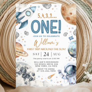 Convites Space 1st Birthday Party First Trip Around The Sun