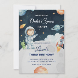 Convites Space Adventure Astronaut Birthday Invitation