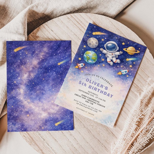Convites Space Birthday Galaxy Boy Invitation (Criador carregado)