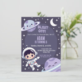 Convites Space Birthday Party Invitation | Galaxy Astronaut