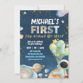Convites Space Boy 1ST Trip around the sun Birthday Invitat
