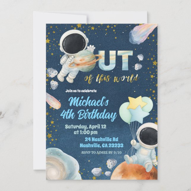 Convites Space Boy Birthday Invitation (Frente)