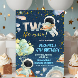 Convites Space Boy TWO the moon Birthday Invitation