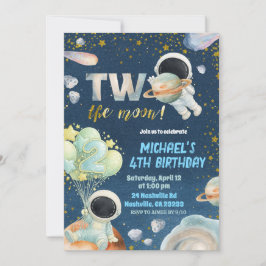 Convites Space Boy TWO the moon Birthday Invitation
