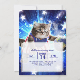 Convites Space cat jogando basquetebol