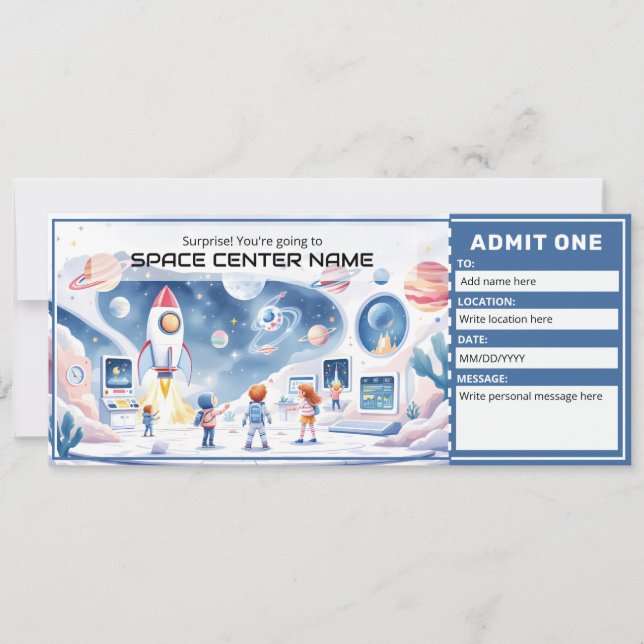 Convites Space Centre -  Space Museum Ticket Template (Frente)