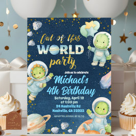Convites Space Dinosaur Birthday Invitation