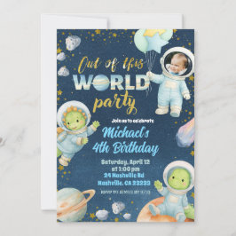 Convites Space Dinosaur Birthday Invitation with photo