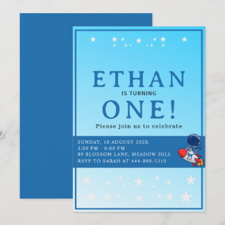 Convites Space First Birthday Invitation – Astronaut Party