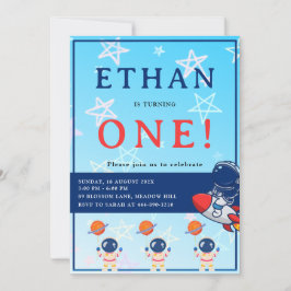 Convites Space First Birthday Invitation – One Year Old Boy