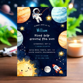 Convites Space First Trip Around The Sun 1st Birthday