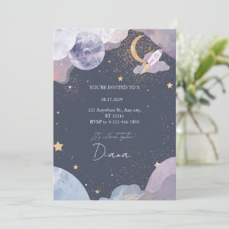 Convites Space Galaxy Birthday Invitation
