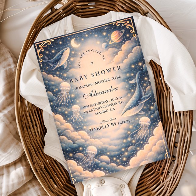 Convites Space Ocean Whales Baby Shower (Criador carregado)