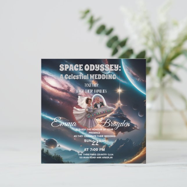 CONVITES SPACE ODYSSEY: UM CASAMENTO CELESTILO (Em pé/Frente)